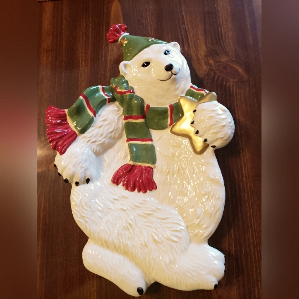 Christmas Bear serving plate 8 x 12 inches